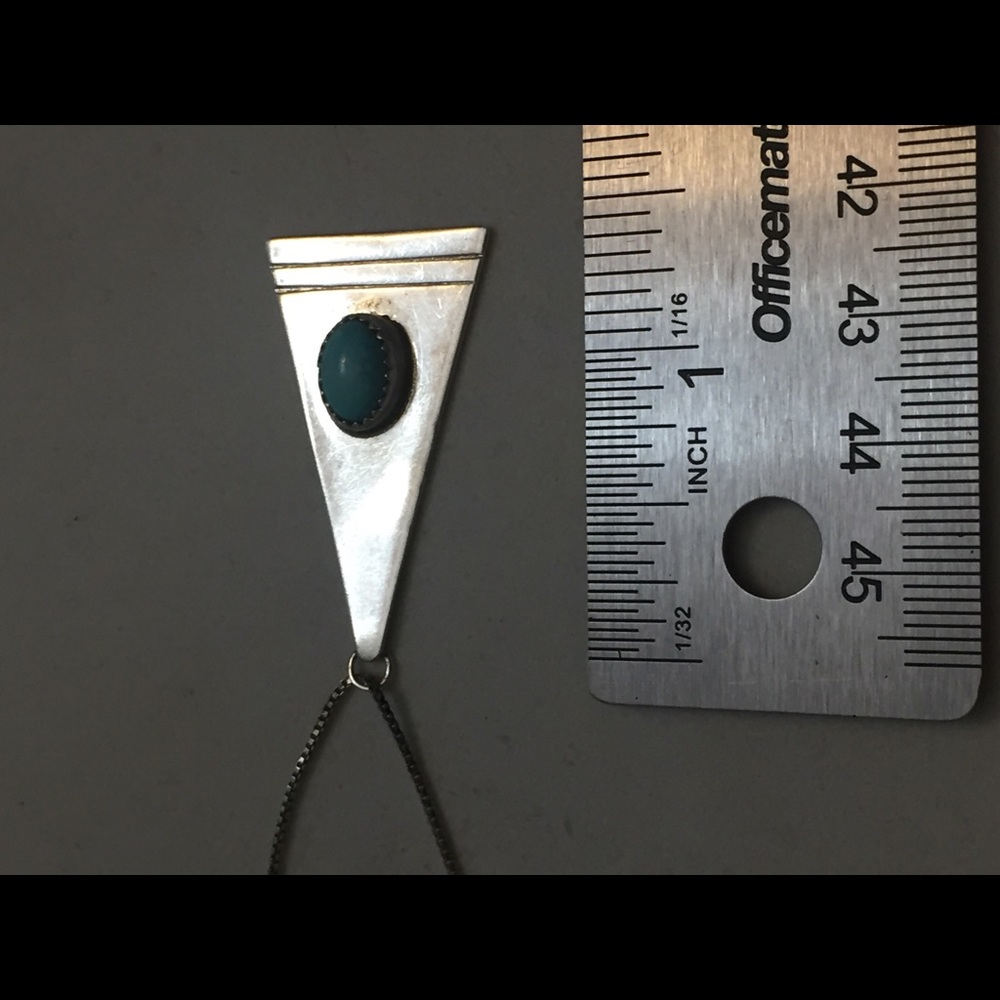 Native Turquoise 925 Sterling silver Signed geometric pendant - Picture 6 of 7